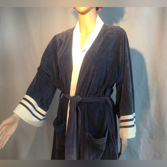 Vintage Dior robe de Chamdre-Slate blue/ivory loungewear. Unisex. Size medium - Picture 6 of 11